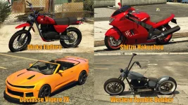 Declasse Vigero ZX, Dinka Enduro, Shitzu Hakuchou, Western Zombie Bobber в атоклубе для тесто...webp